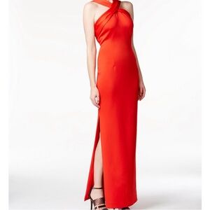 Red Orange Maxi halter dress